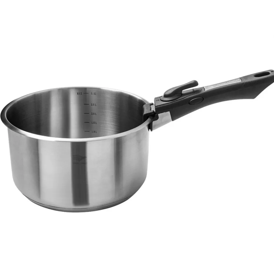 Fashion Pradel France Lot de 3 casseroles inox + 1 manche amovible